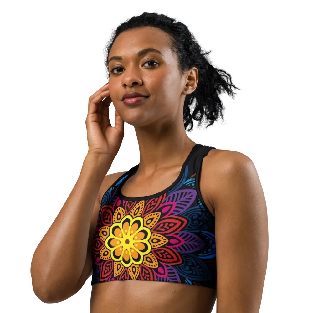Vibrant Mandala Print Sports Bra product image (2)