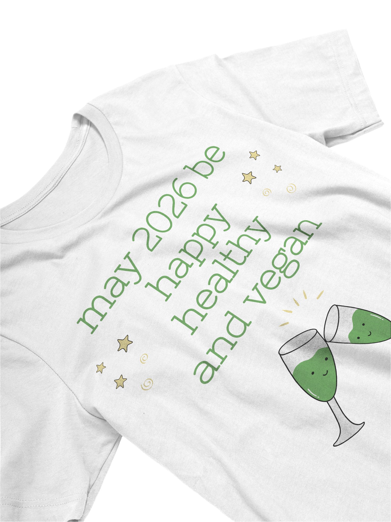 “Happy, Healthy, and Vegan 2026” Unisex White T-Shirt product image (4)