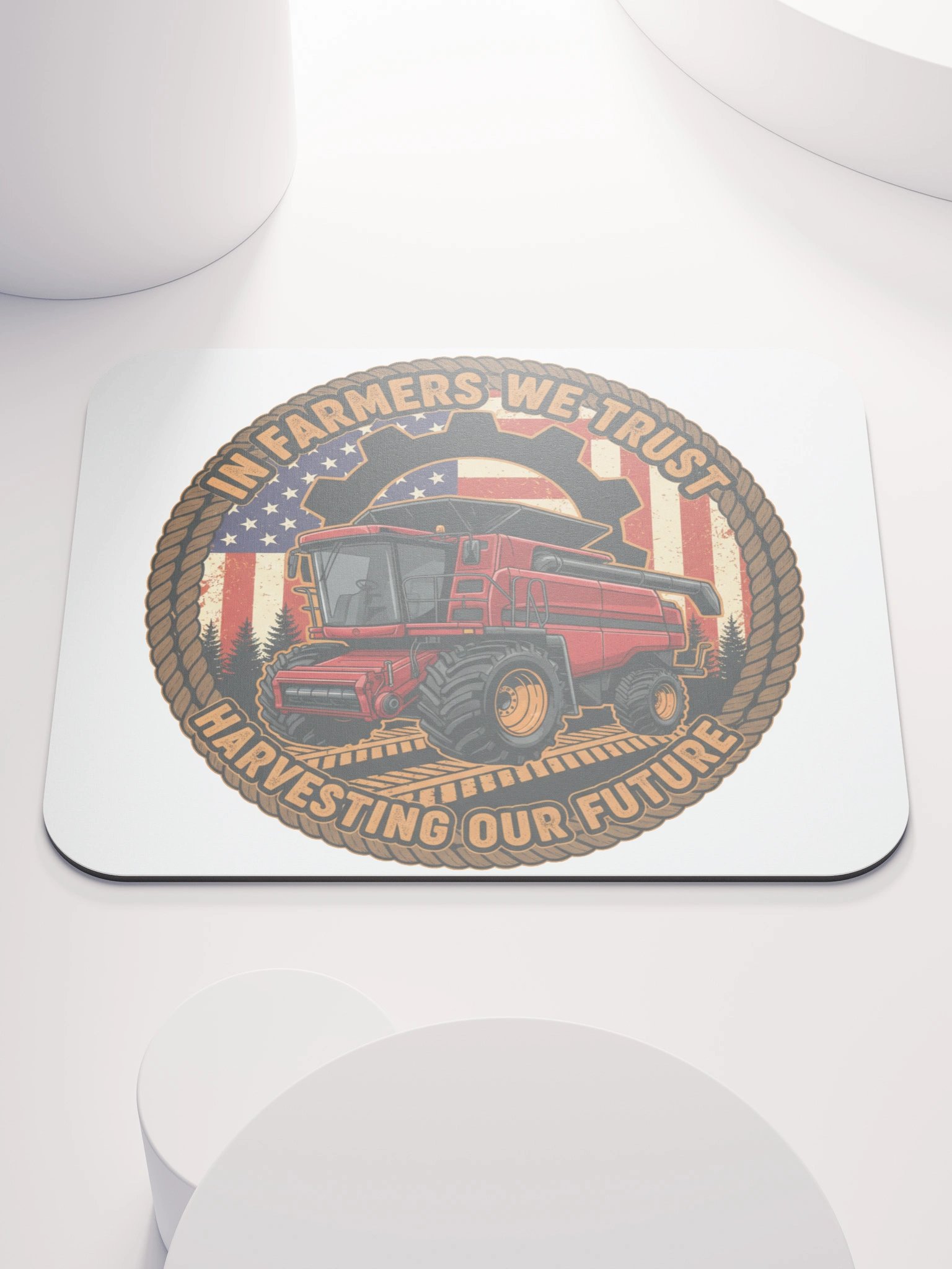 In Farmers We Trust Harvester Emblem Mouse Pad product image (1)