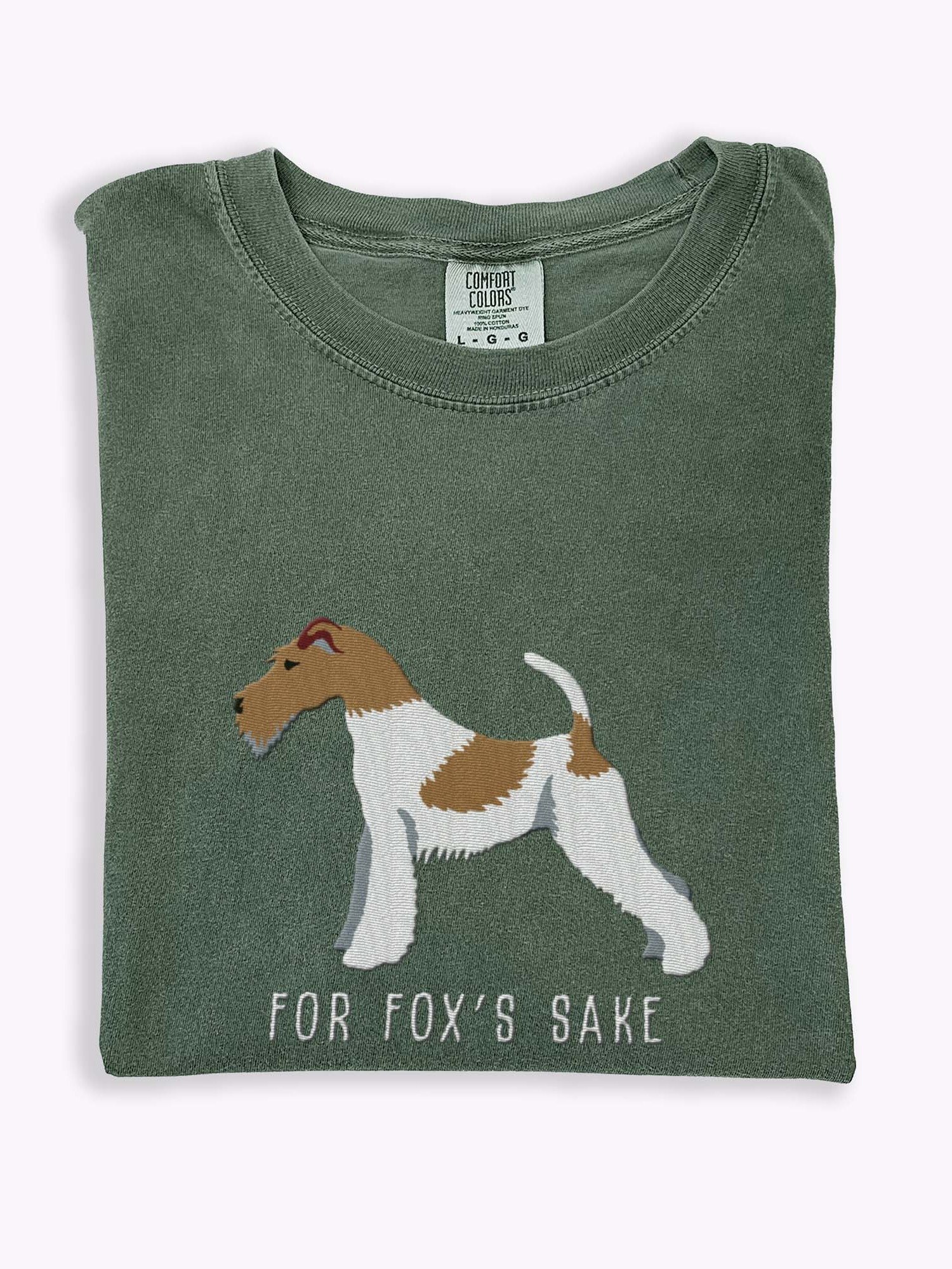 For Fox's Sake T-Shirt(Embroidered) of a Wire Fox Terrier(Brown & White) product image (1)
