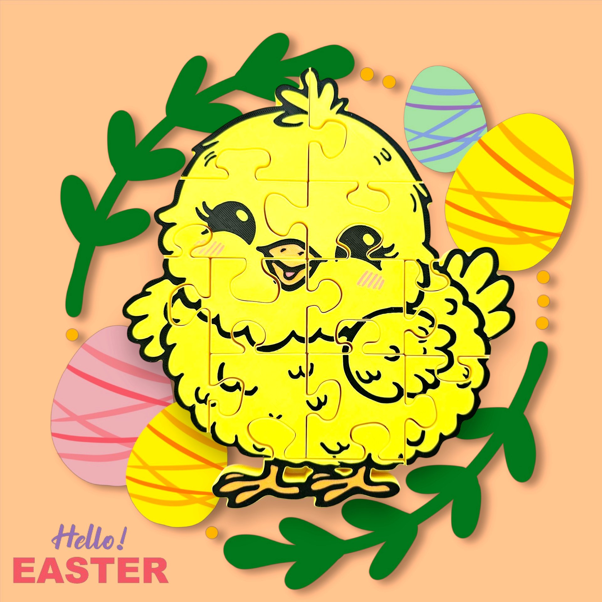Chick 3D Printed Jigsaw Puzzle – A Peeping Fun Challenge for Kids! product image (5)