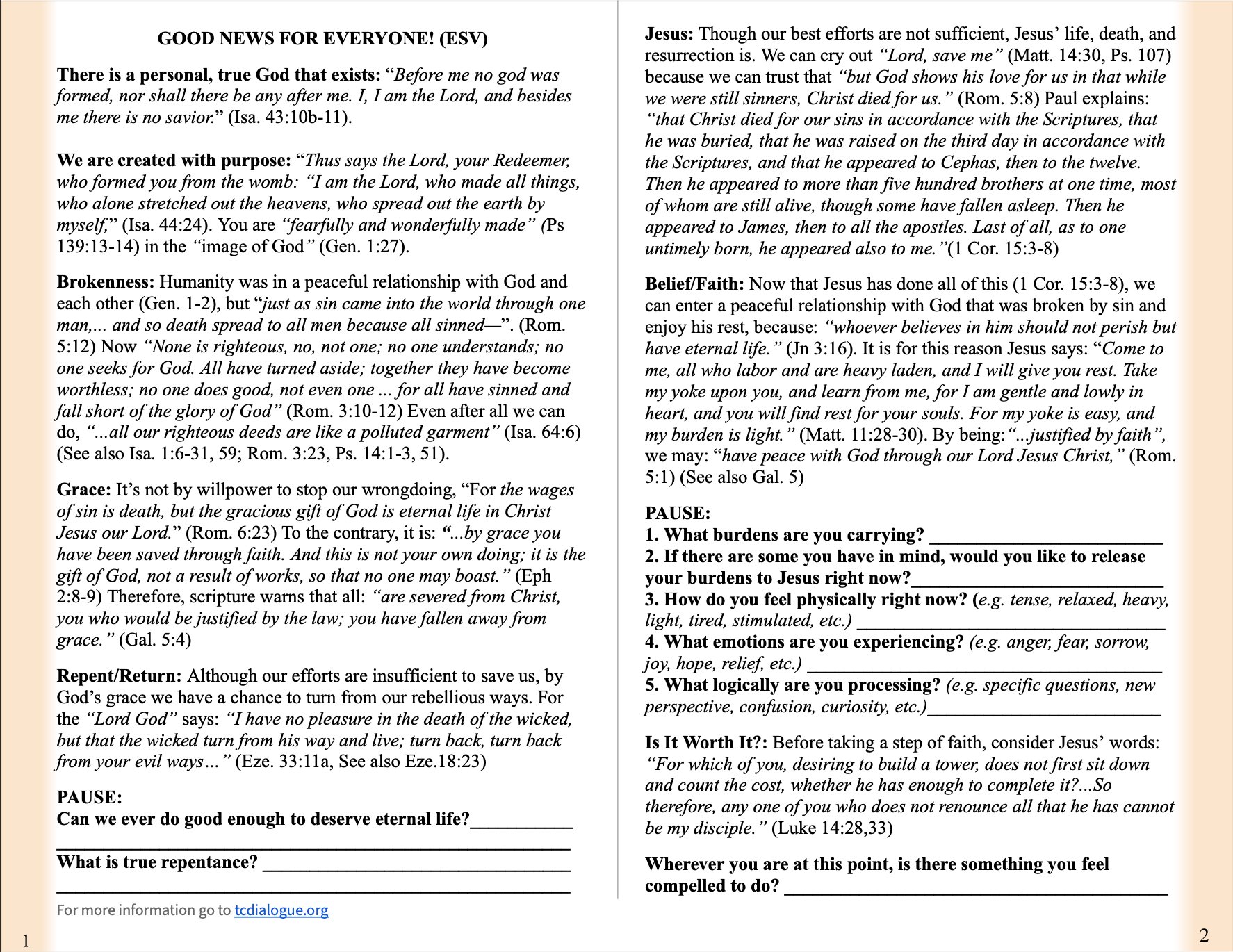 Basic Gospel Printout - ESV product image (1)