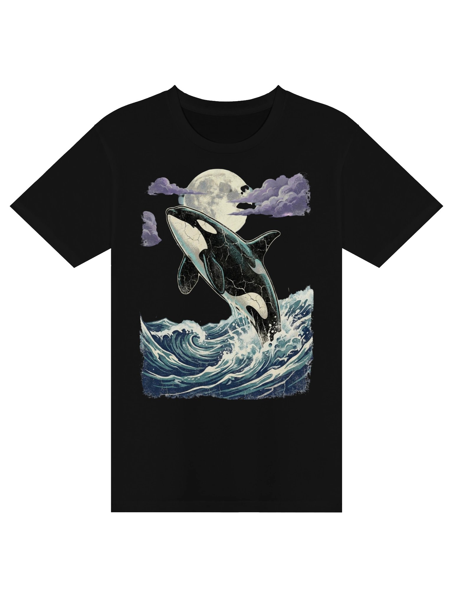 Vintage Orca Whale T-Shirt – Retro 90s Ocean Graphic, Killer Whale Under Full Moon product image (2)