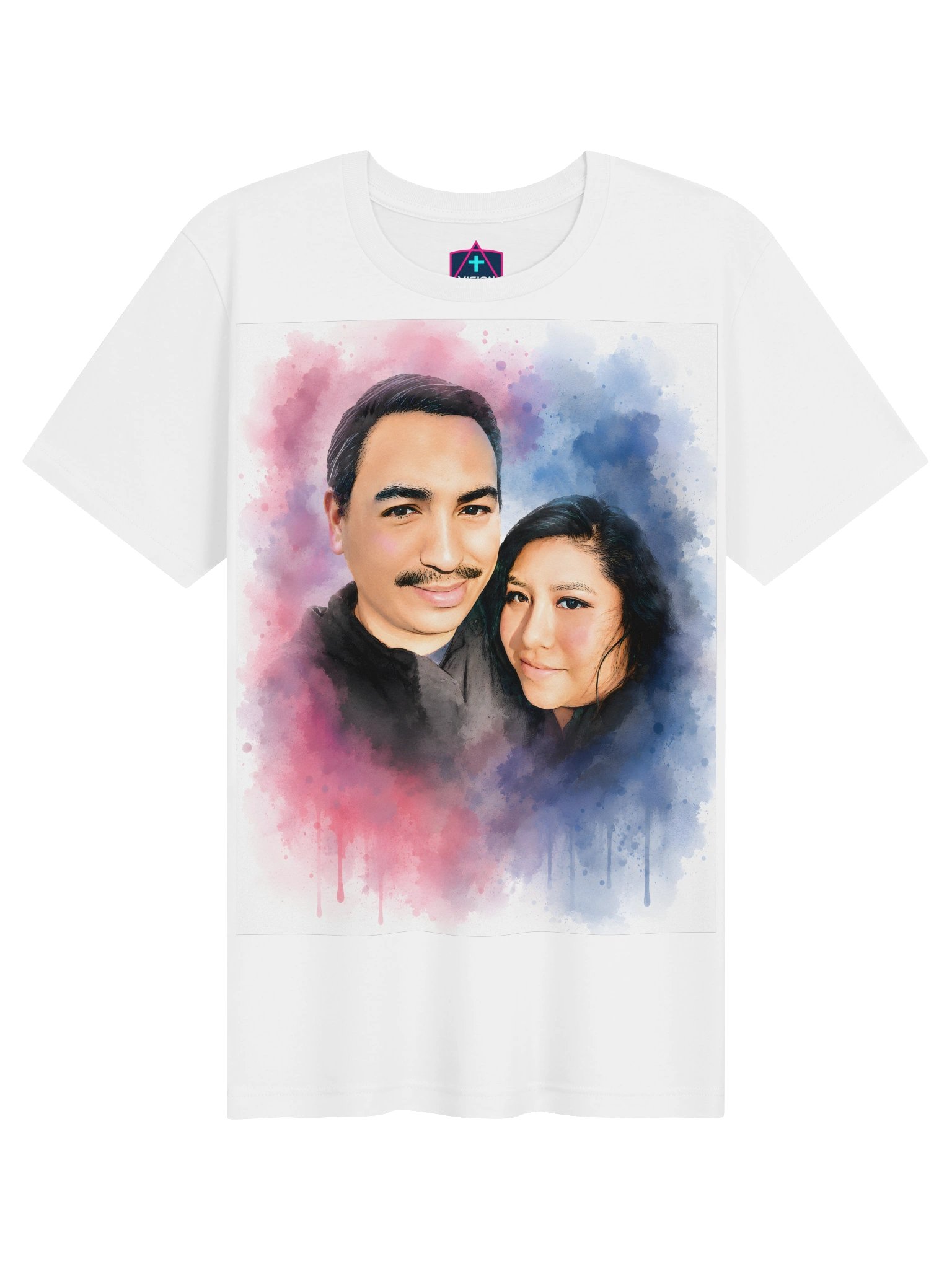 Custom Watercolor Couple Portrait T-Shirt product image (1)