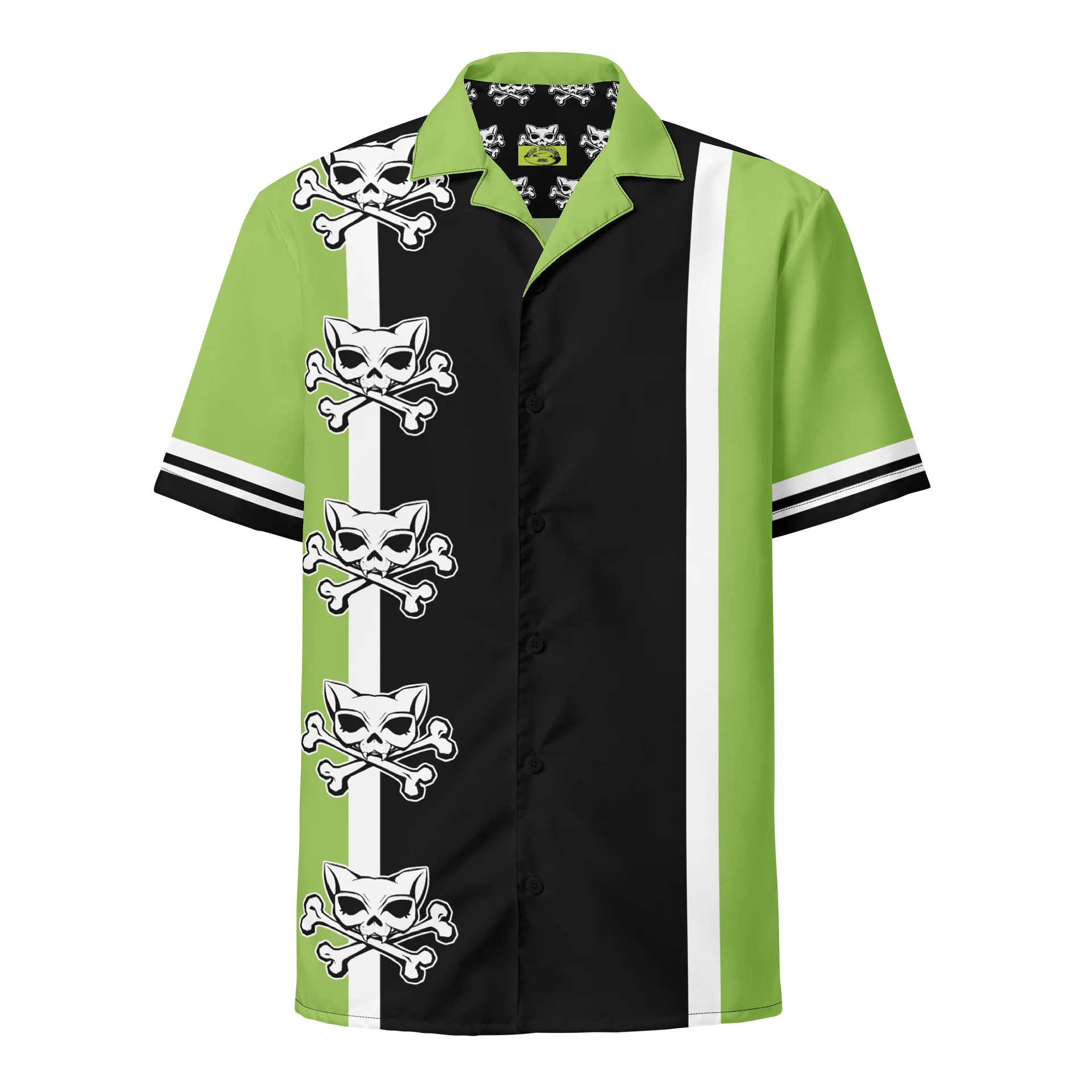 Apple Green Kat Skull Bowling Shirt product image (1)