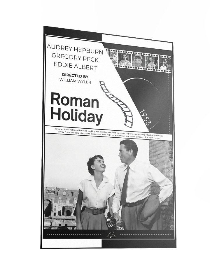 Roman Holiday with Audrey Hepburn and Gregory Peck 1953 | Movie Poster | 12x18 Wall Art product image (2)