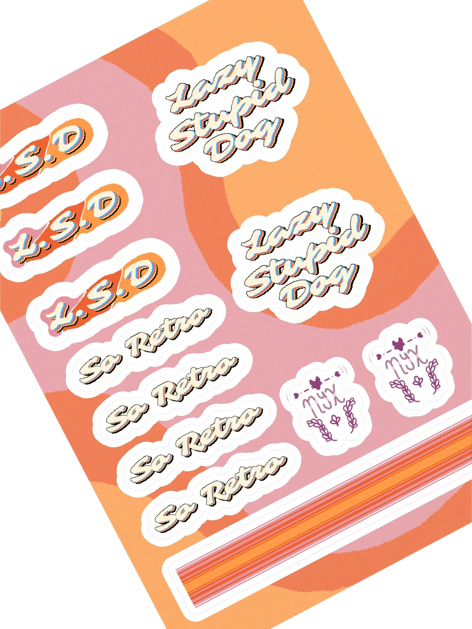 "Lazy Stupid Dog" Retro Sticker Sheet product image (1)