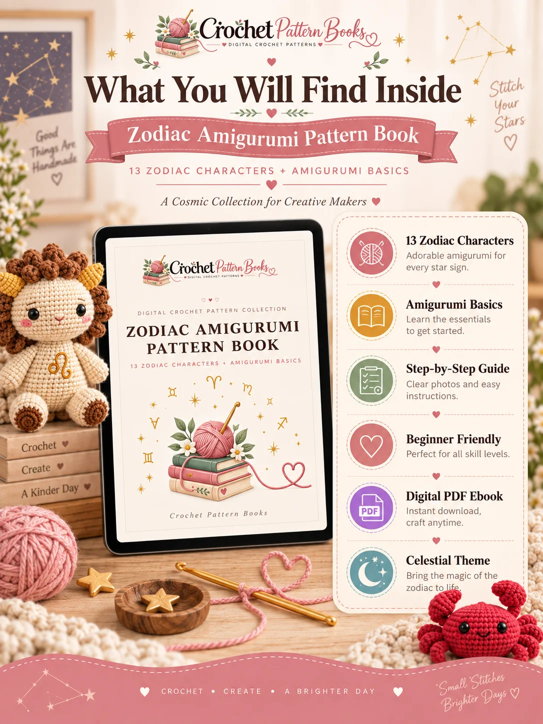 Zodiac Amigurumi Crochet Patterns 13 Zodiac Character Patterns with Beginner Guide PDF Ebook product image (2)
