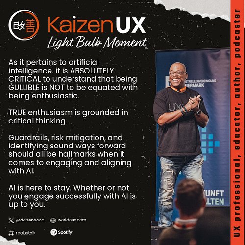 AI is here to stay. Whether or not you engage successfully with AI is up to you.

#ai #realuxtalk