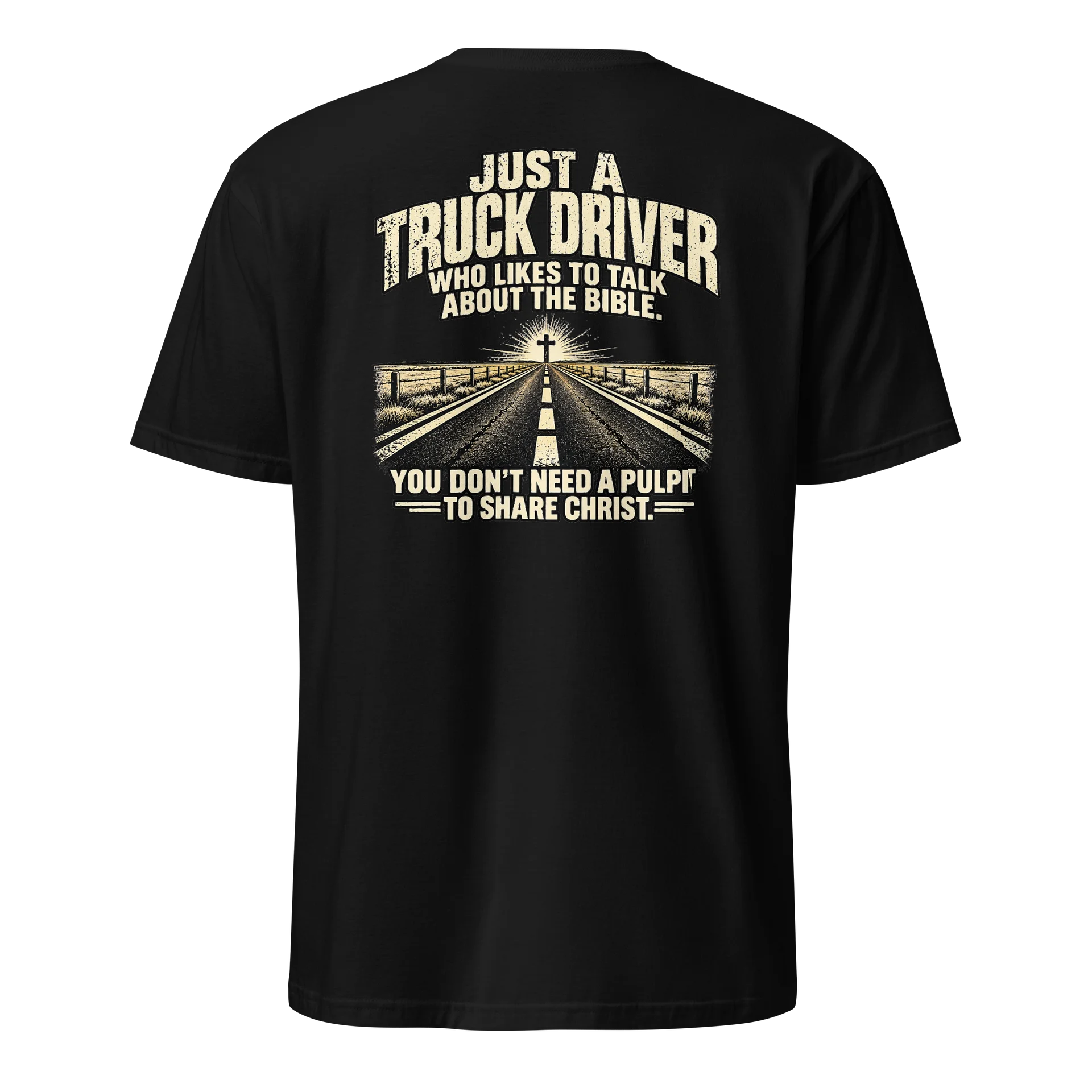 Just a Truck Driver Christian T-Shirt | Faith-Based Trucking Graphic Tee product image (1)