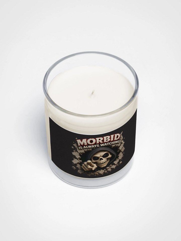 ''Morbid is Always Watching 2.0'' Soy Wax Candle In A Clear Glass Jar product image (2)