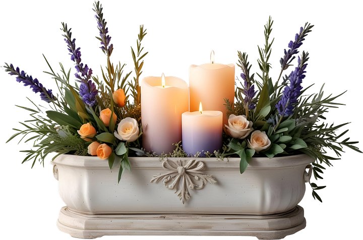 Provence-Inspired Candle and Floral Arrangements, PNG product image (1)