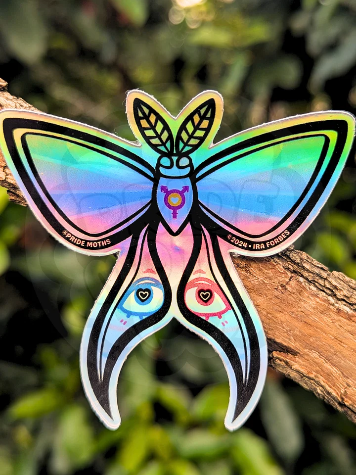 № 7 | TRANSGENDER PRIDE MOTH | HOLOGRAPHIC STICKER product image (1)