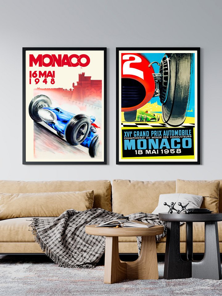 Monaco Vintage F1 Grand Prix, 1948 poster — Vintage Formula 1 poster, Monaco Grand Prix poster, retro travel poster, retro travel art product image (2)