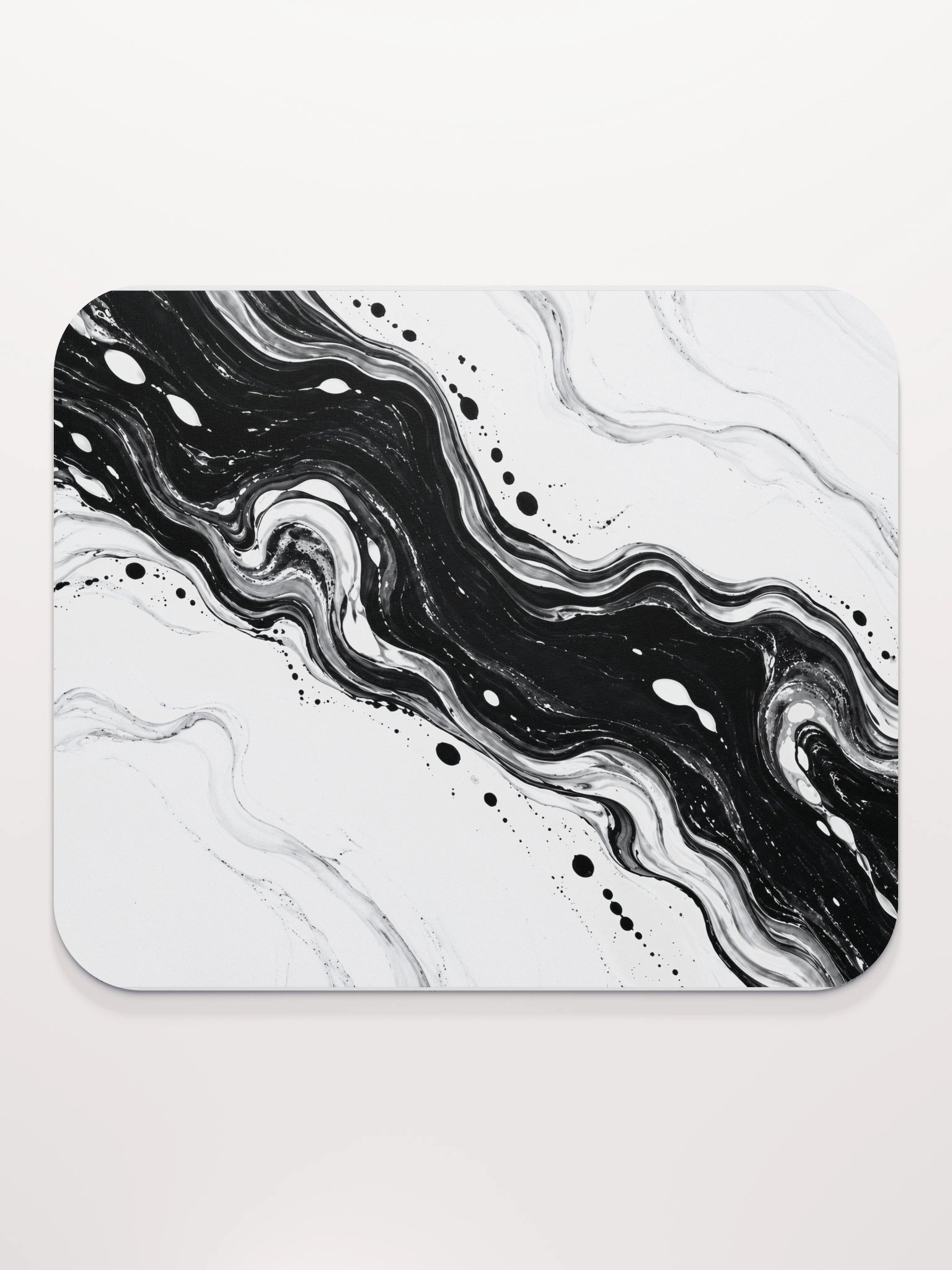 Monochrome Current — Black & White Marble Mouse Pad product image (2)