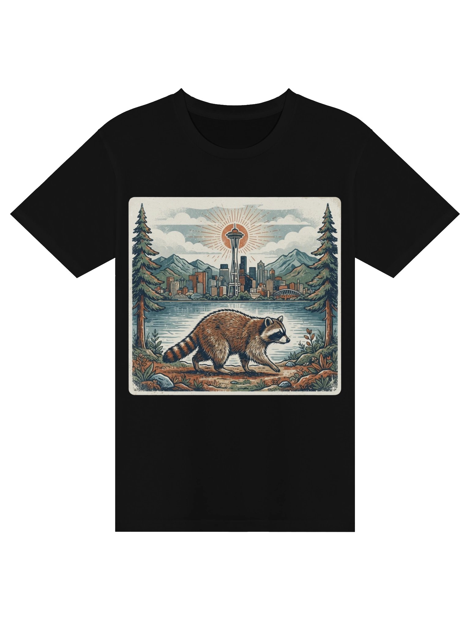 Vintage Raccoon Seattle Graphic T-Shirt product image (1)
