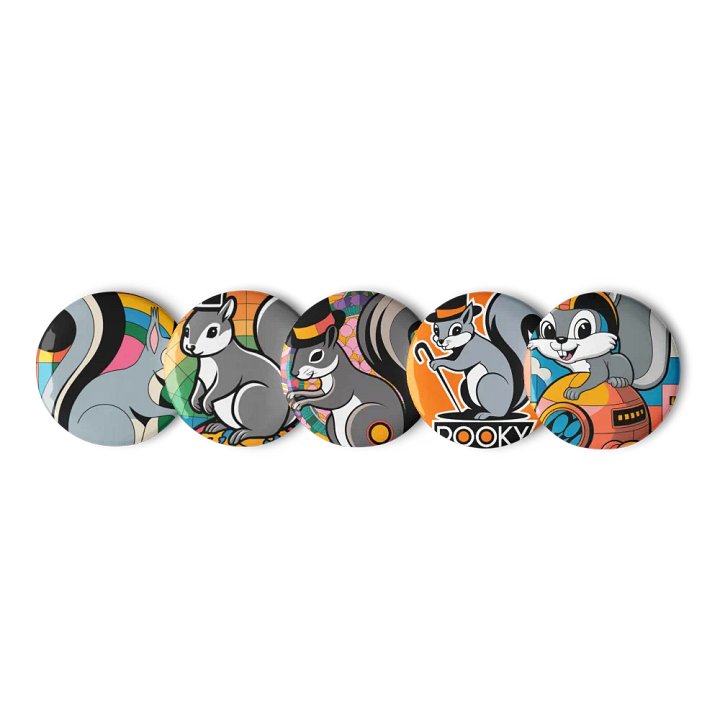 Original Pooky Artwork Buttons: Set of Five- B product image (1)