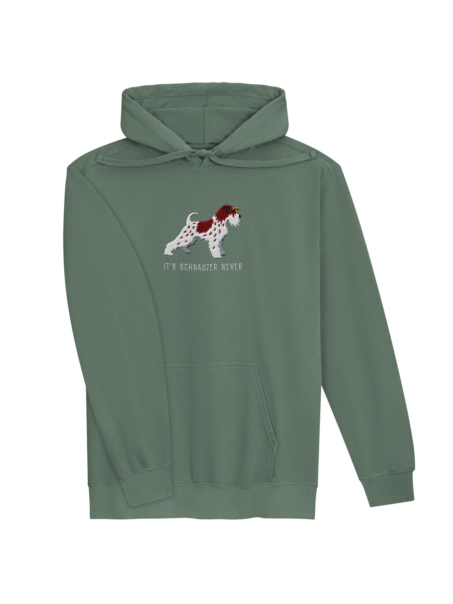 It's Schnauzer Never Premium Hoodie (Embroidered) of a Miniature Schnauzer(Parti Liver & White) product image (11)