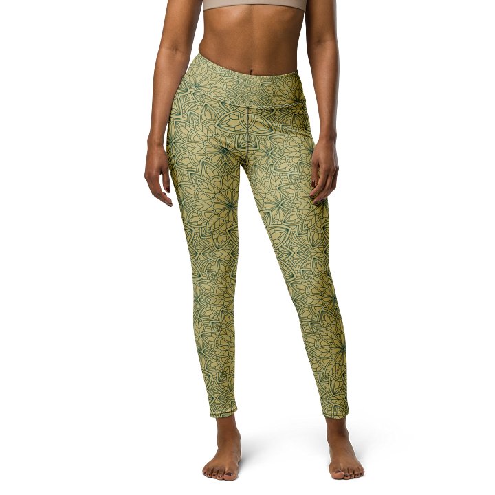 Mandala Bloom Leggings - Golden Leaf & Floral Pattern product image (1)