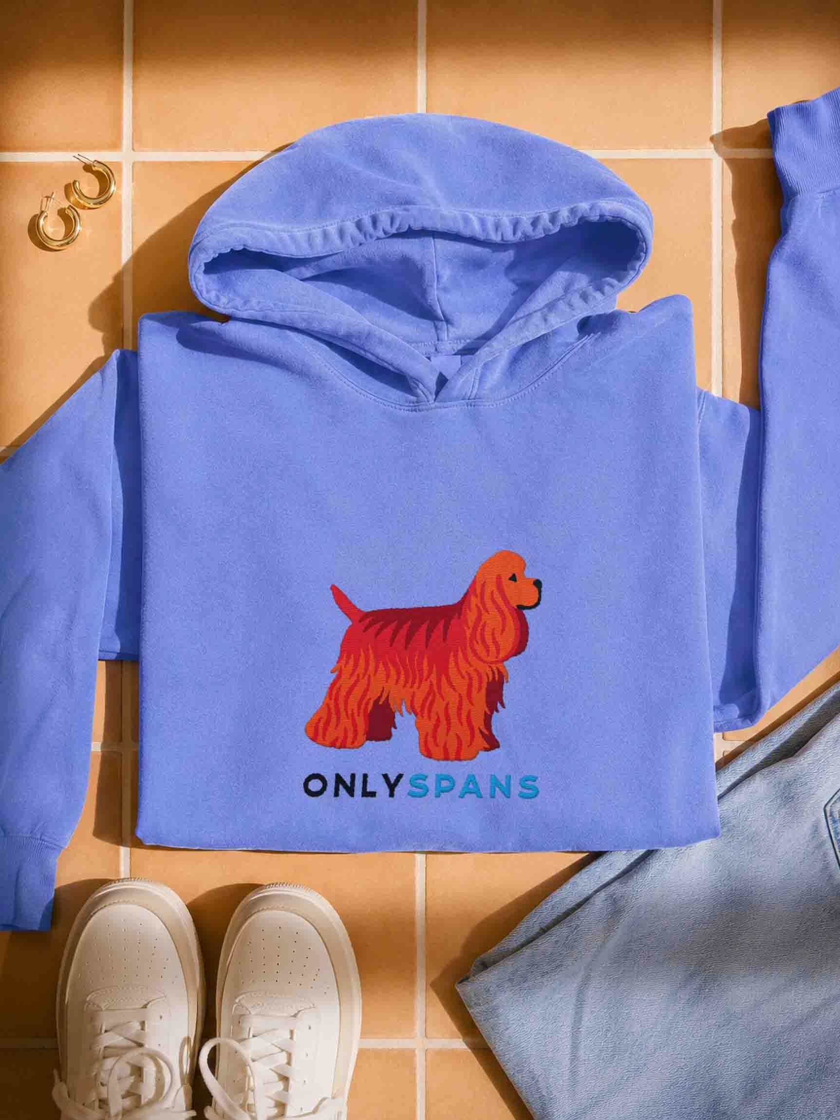 Only Spans Premium Hoodie (Embroidered) of an American Cocker Spaniel(Red) product image (1)