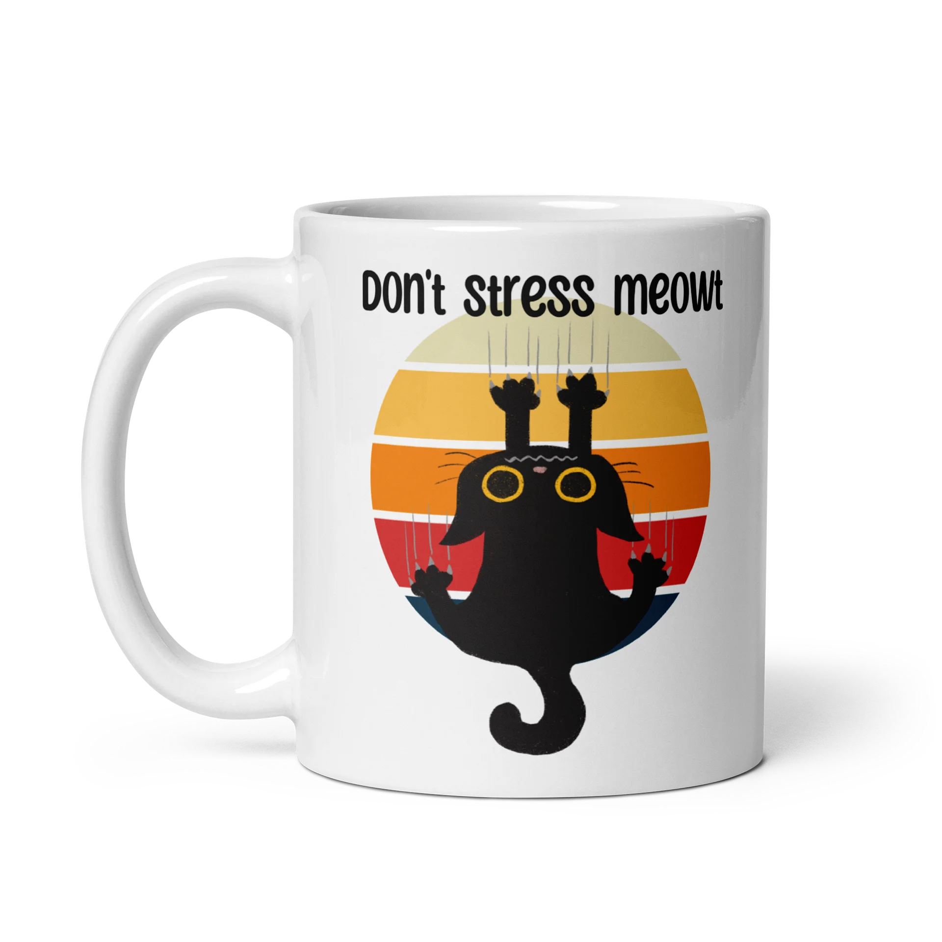Sunset Cat Scratch White Glossy Mug product image (3)