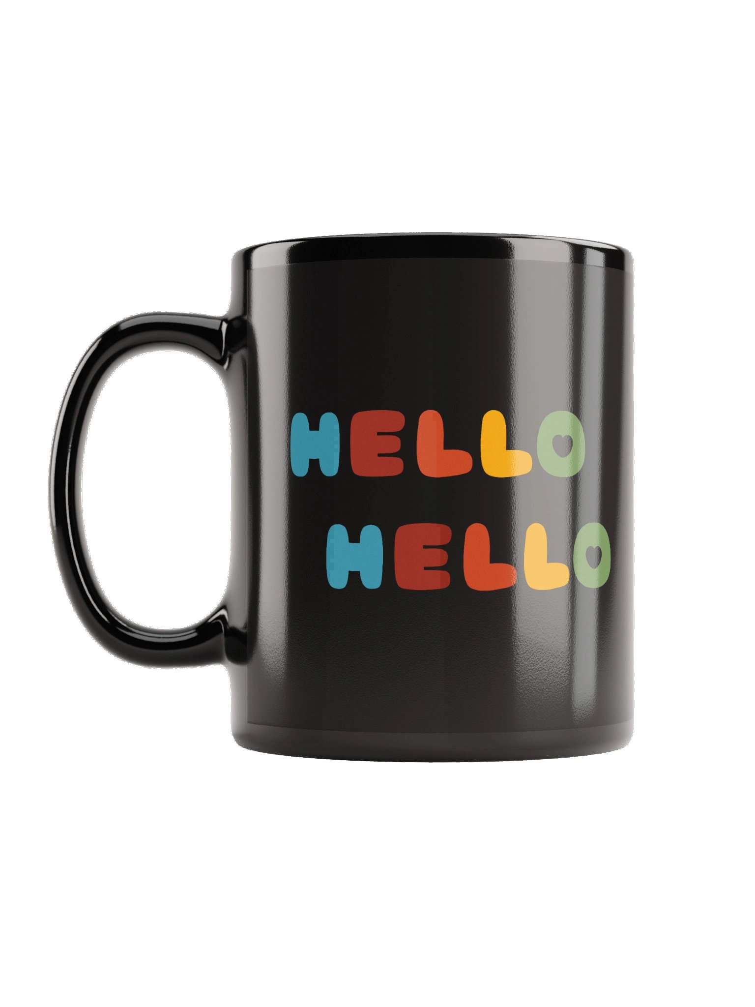 Hello Hello (Rainbow Text) Black Glossy Mug product image (1)