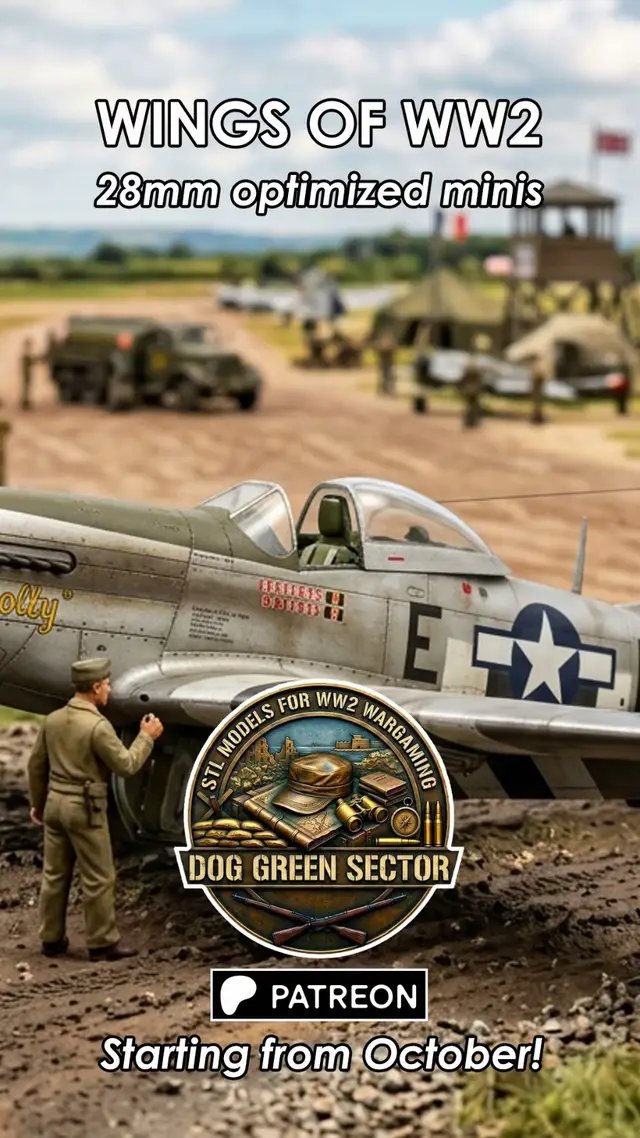 The new collection of STL files ready for 3D printing dedicated to World War II Warbirds. Search for the Patreon community: DOG GREEN SECTOR