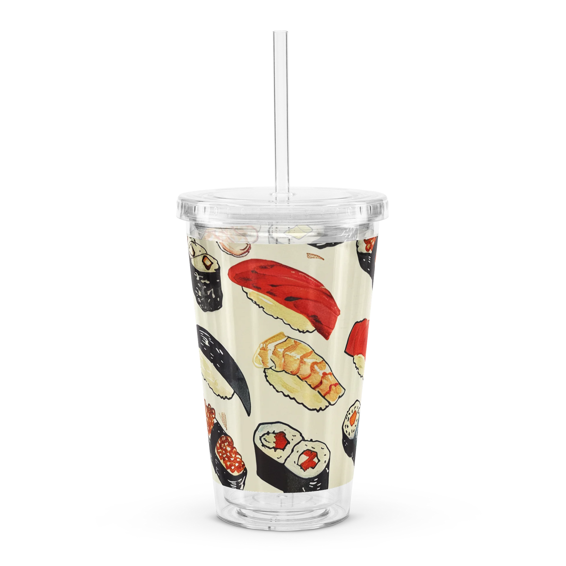 Japanese Sushi Acrylic Tumbler with Straw | Cute Watercolor Food Print Cup product image (6)