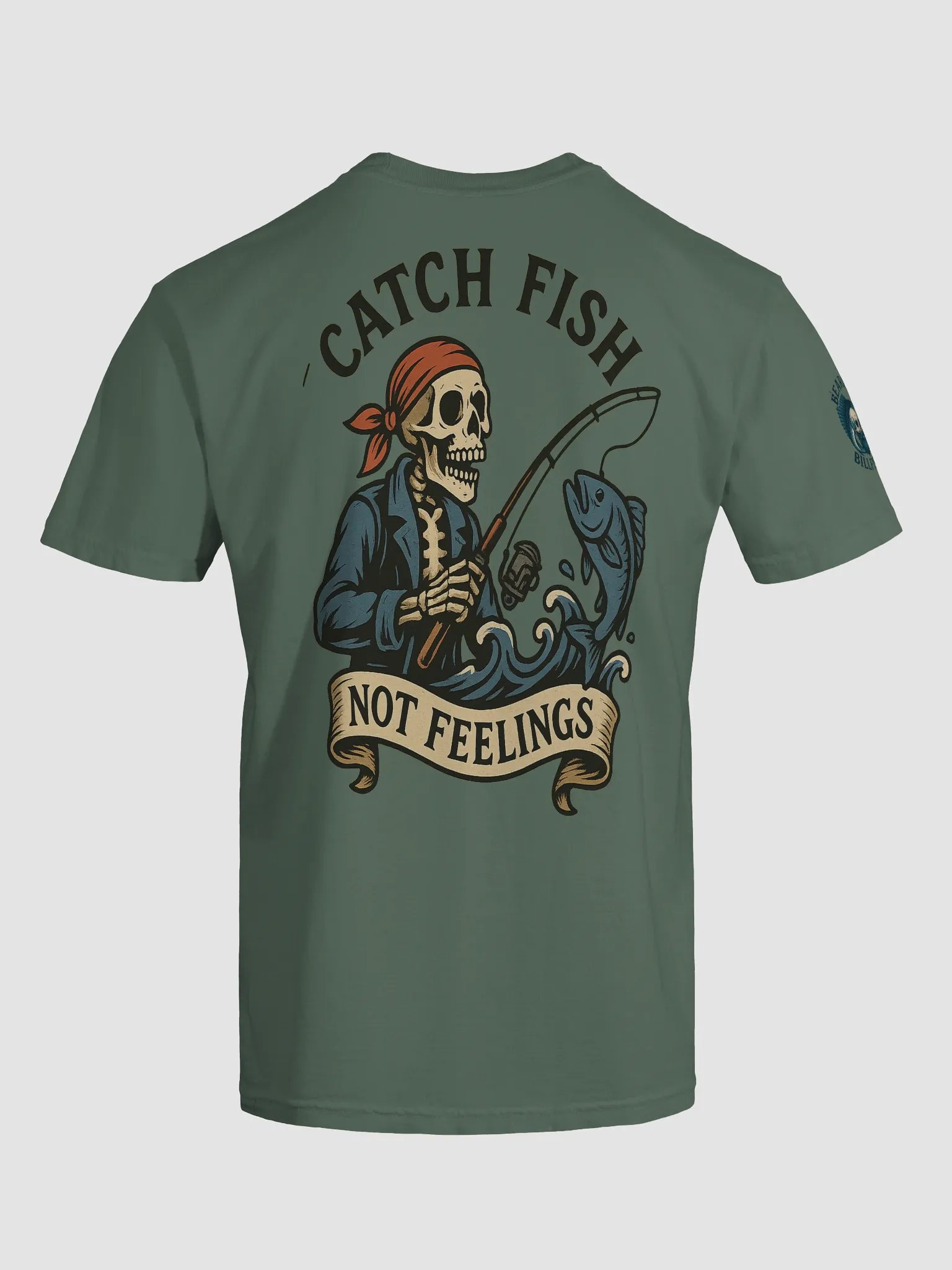 Skeleton Fisherman Catch Fish Not Feelings T-Shirt product image (5)