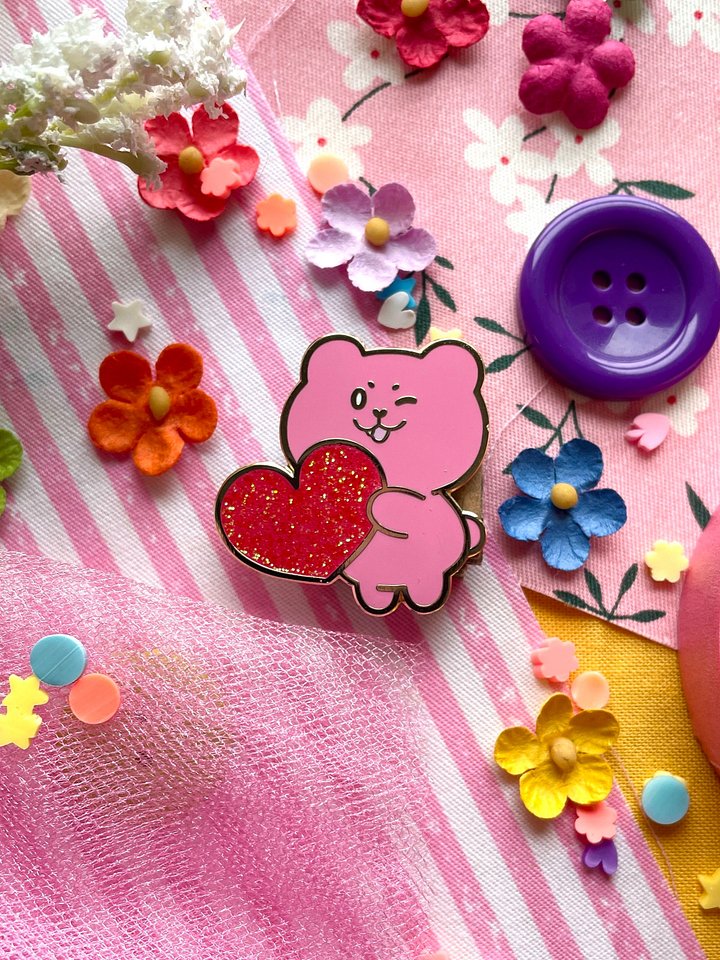 Lucy Glitter Heart Enamel Pin product image (2)