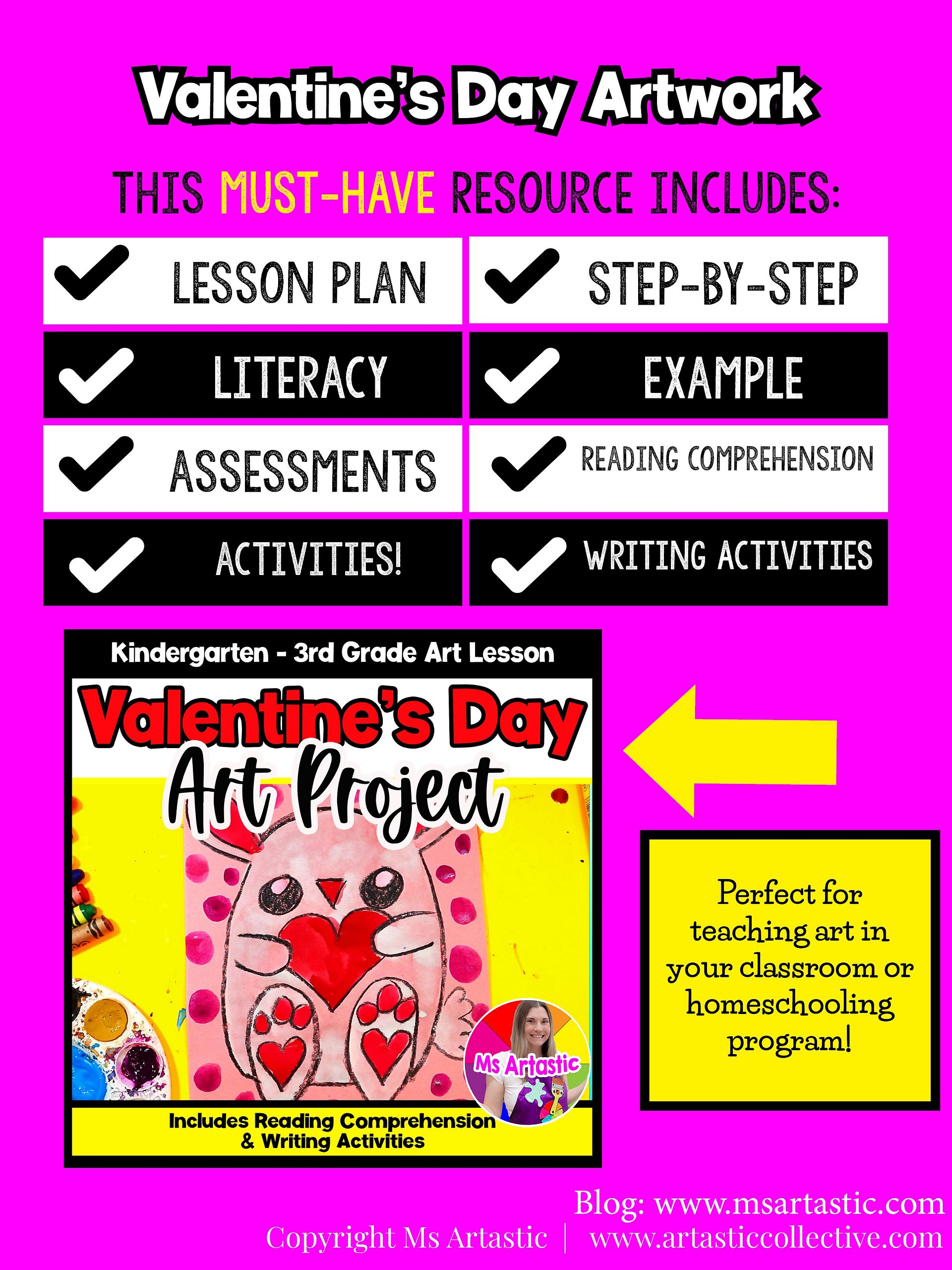 Valentines Day Bunny Art Project Primary Art Lesson Reading Writing Kindergarten Art product image (5)