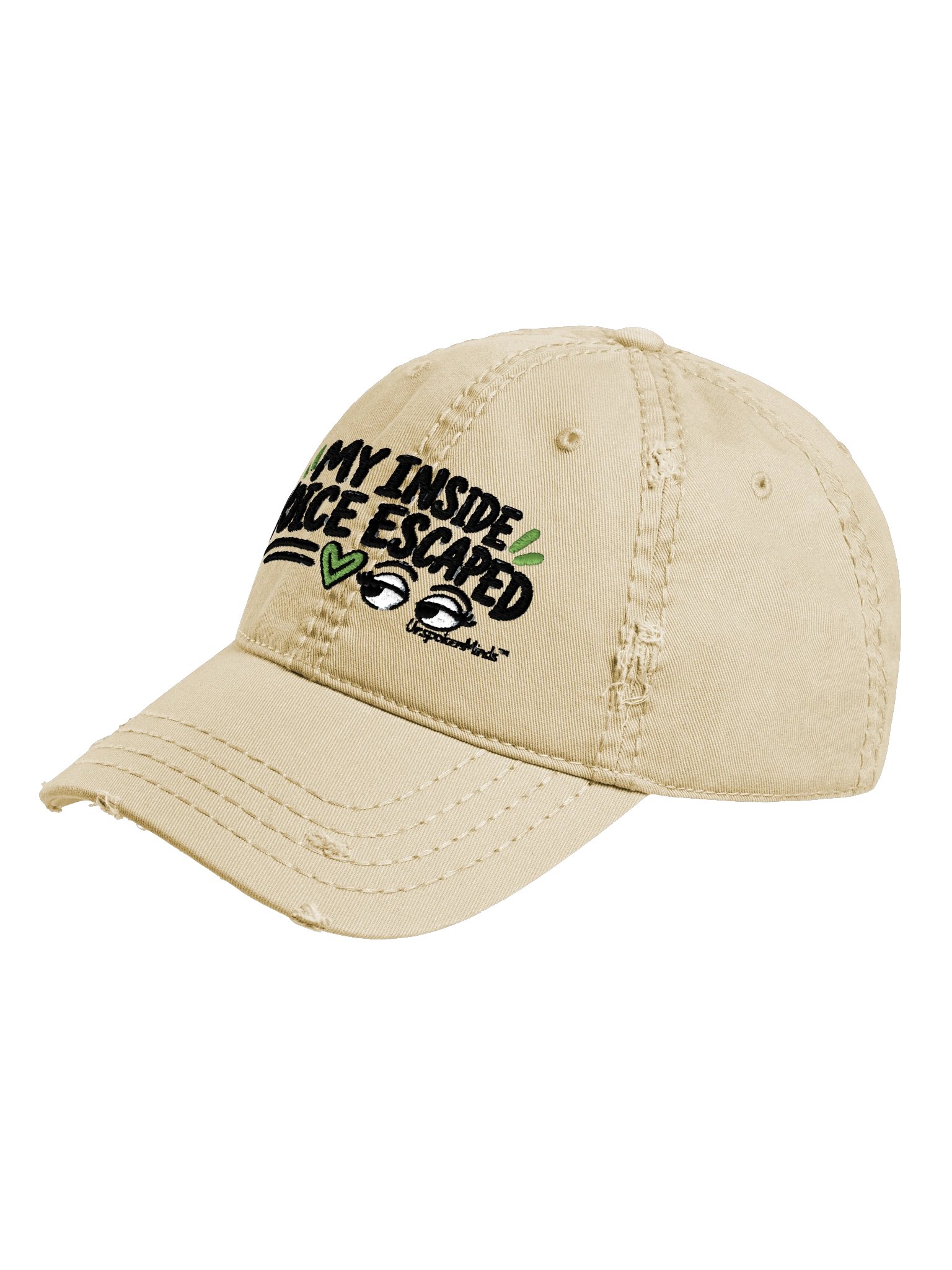 My Inside Voice Escaped Embroidered Dad Hat – Tan Adjustable Funny Overthinker Cap | UnspokenMinds product image (2)