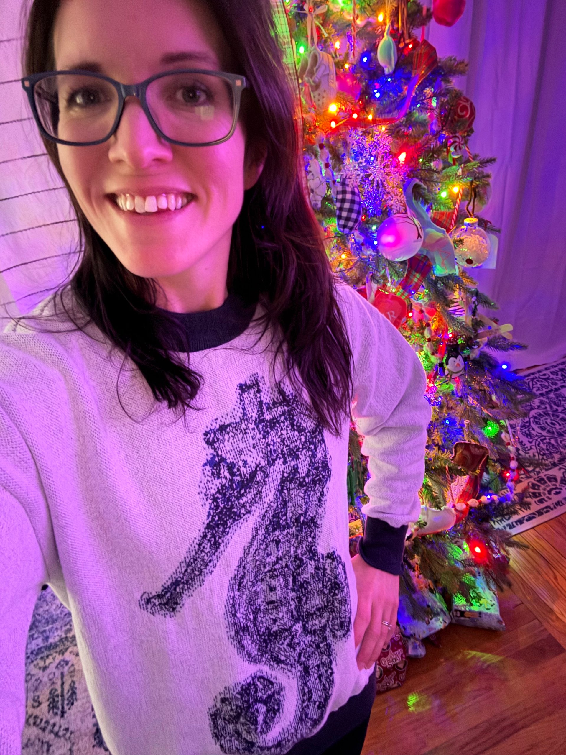 Seahorse Dreams Knit Sweater | BOURNE to Cape Cod™ Coastal Cozy | Unisex Relaxed Fit Crewneck | Colors: Bleach & Navy product image (3)