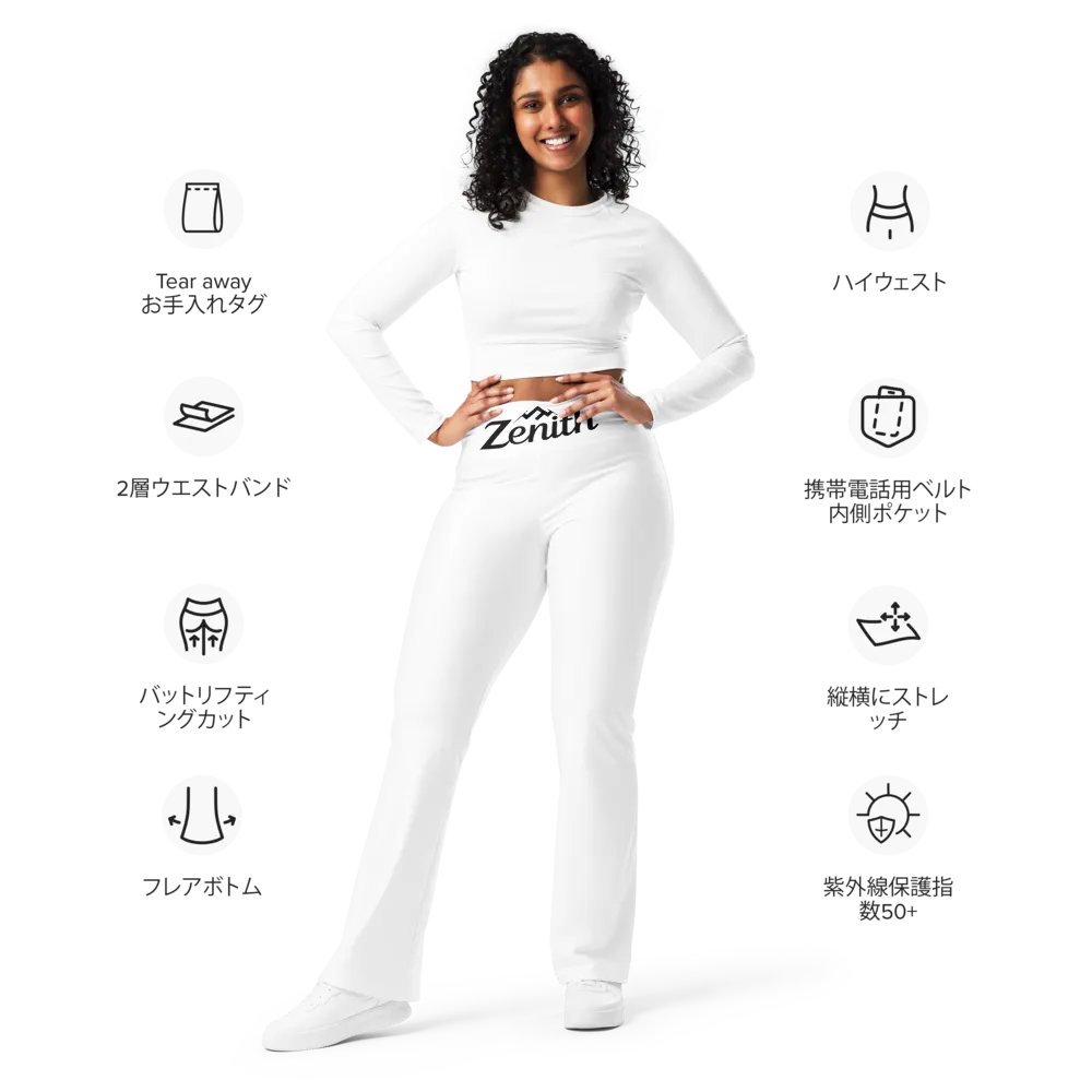 Zenith Women's High-Waisted Flare Leggings with UPF 50+ and Recycled Fabric - White product image (12)