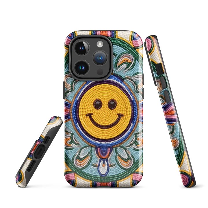 Smiley Face Turquoise Faux-Beadwork iPhone® Tough Case product image (3)