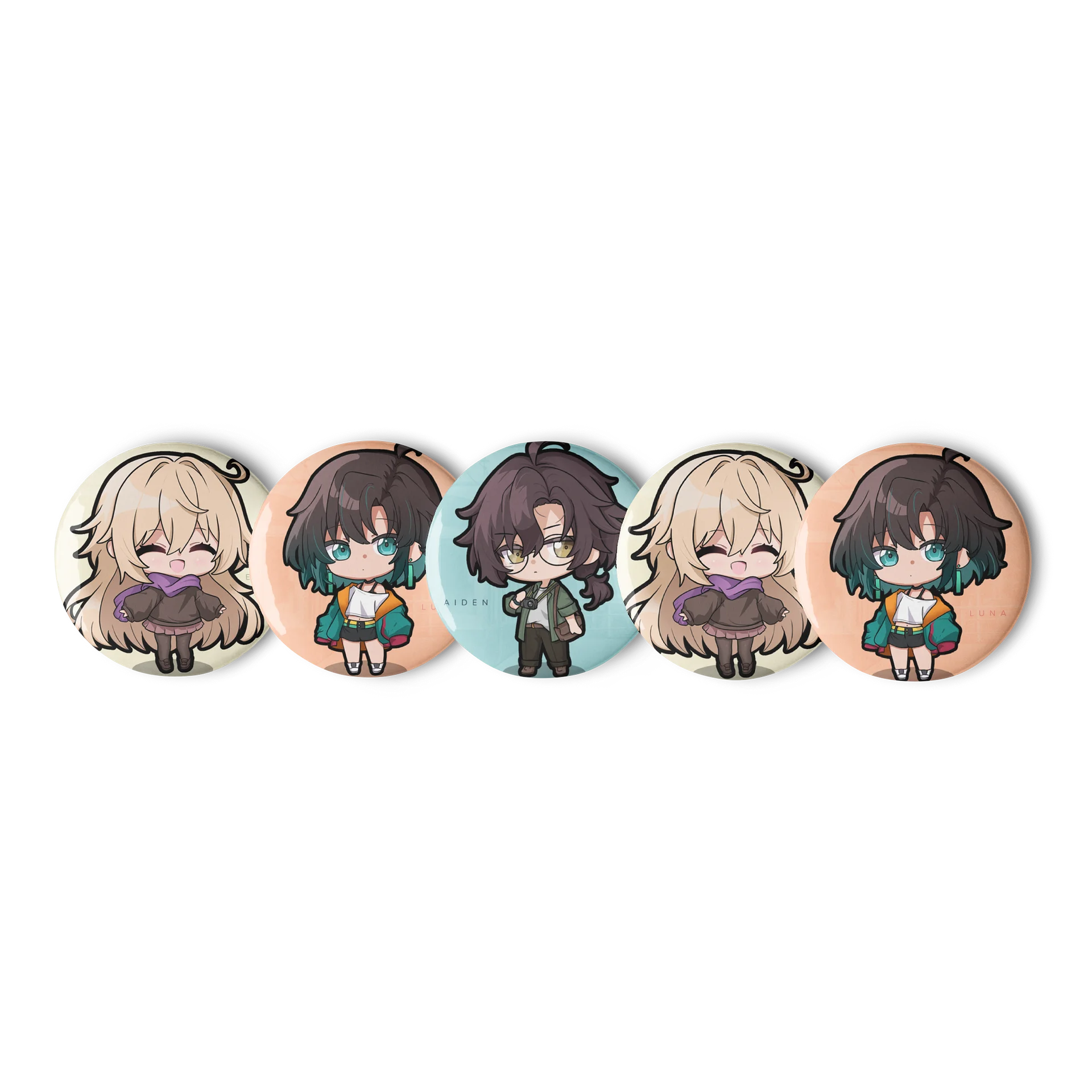 Chibi Trio Set of Pin Buttons product image (2)
