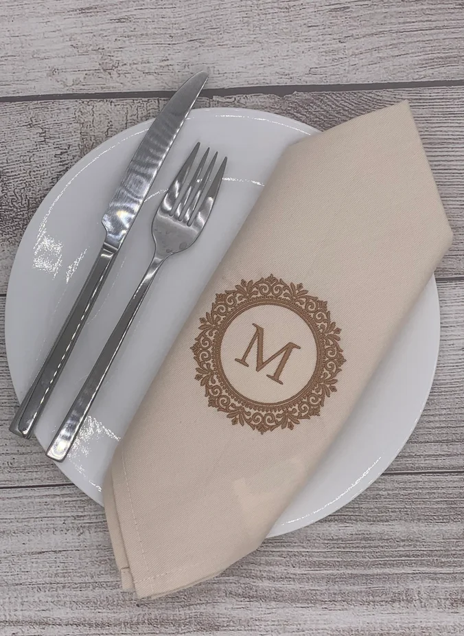 Elegant Linen Embroidered Dinner Napkin | Custom Personalized Napkins | Monogrammed Cloth Napkins product image (1)