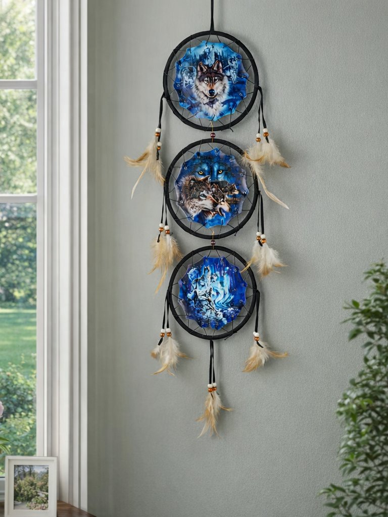 Wolf Pack Dreamcatcher Trio Celestial Blue Moon For Boho Decor product image (5)