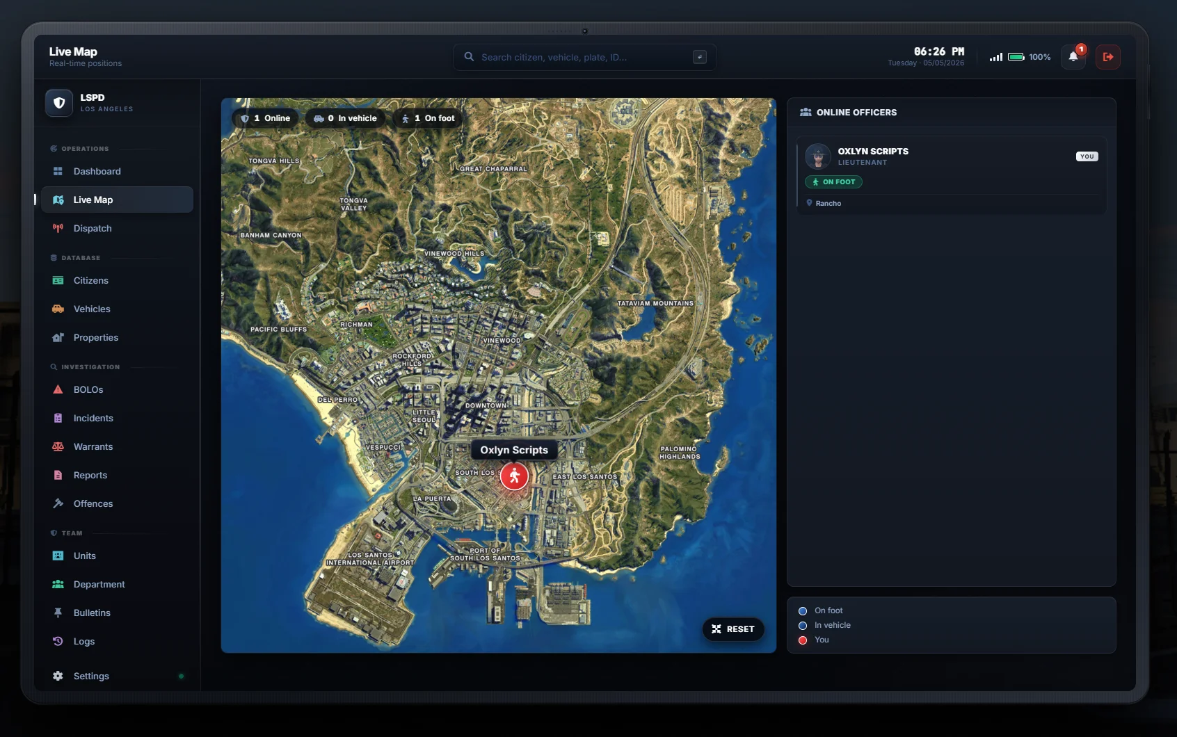 FiveM Police MDT Script 🚓 Dispatch, Reports, Warrants & Live Map (ESX/QB/QBox) product image (5)