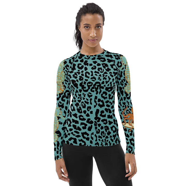 Blue Leopard Seahorse Women's Rash Guard product image (1)