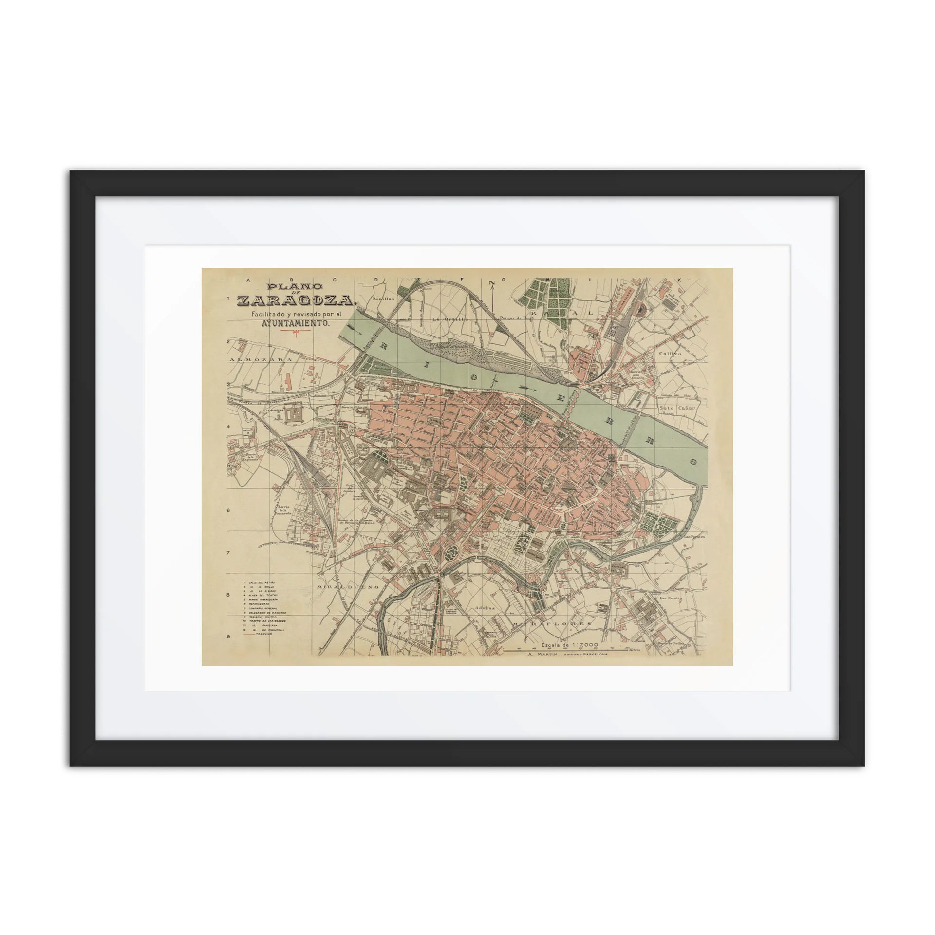 Zaragoza 1911 Map Framed Print product image (1)