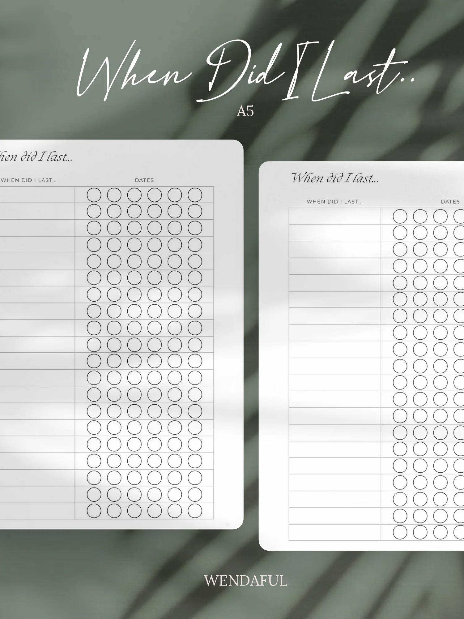 A5 'When Did I Last?' Inserts for Ring-Bound Planners | Track Recurring Tasks & Maintenance product image (1)