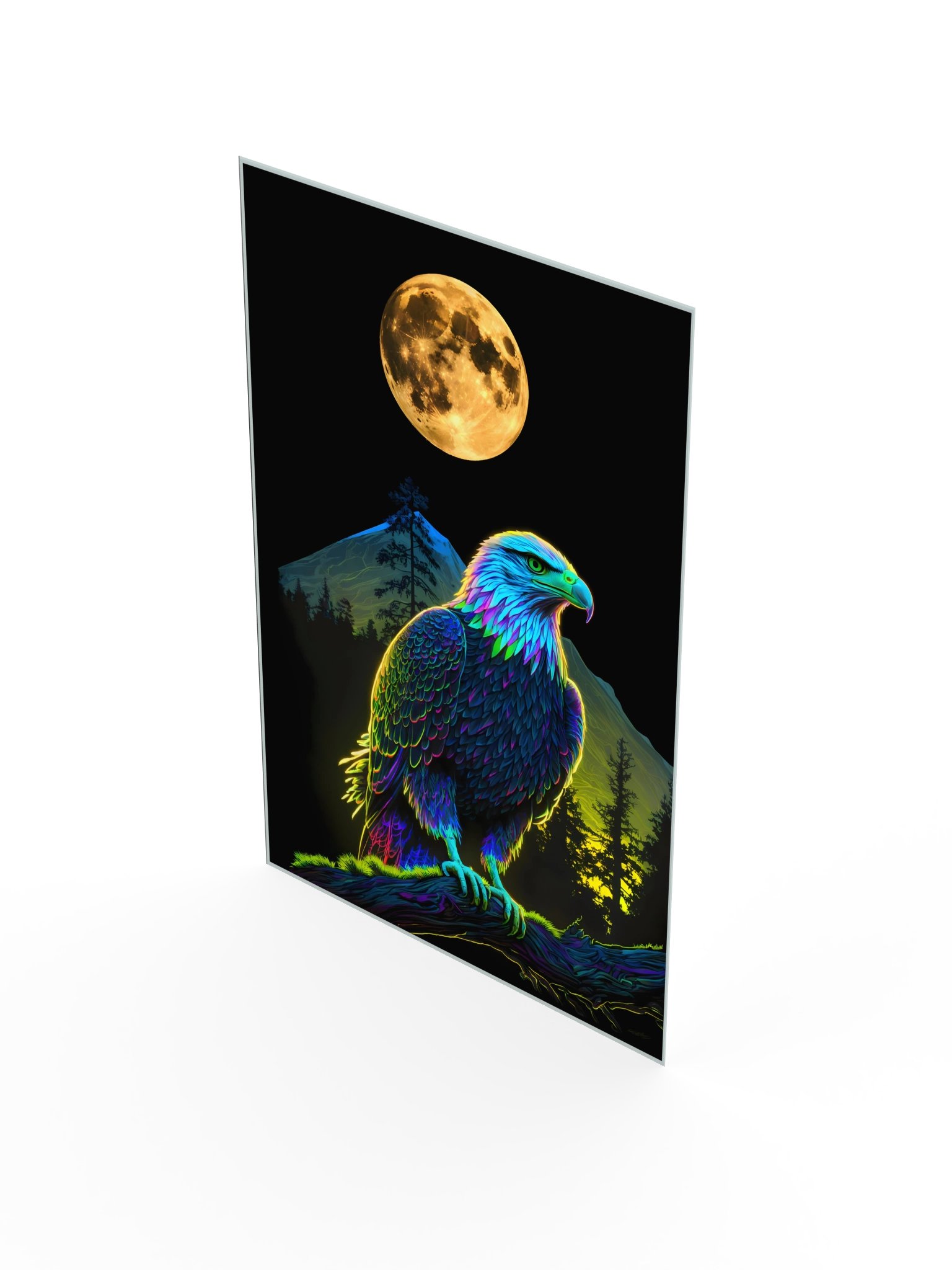 The Moonlit Eagle - Colorful Eagle & Full Moon Art Poster product image (3)
