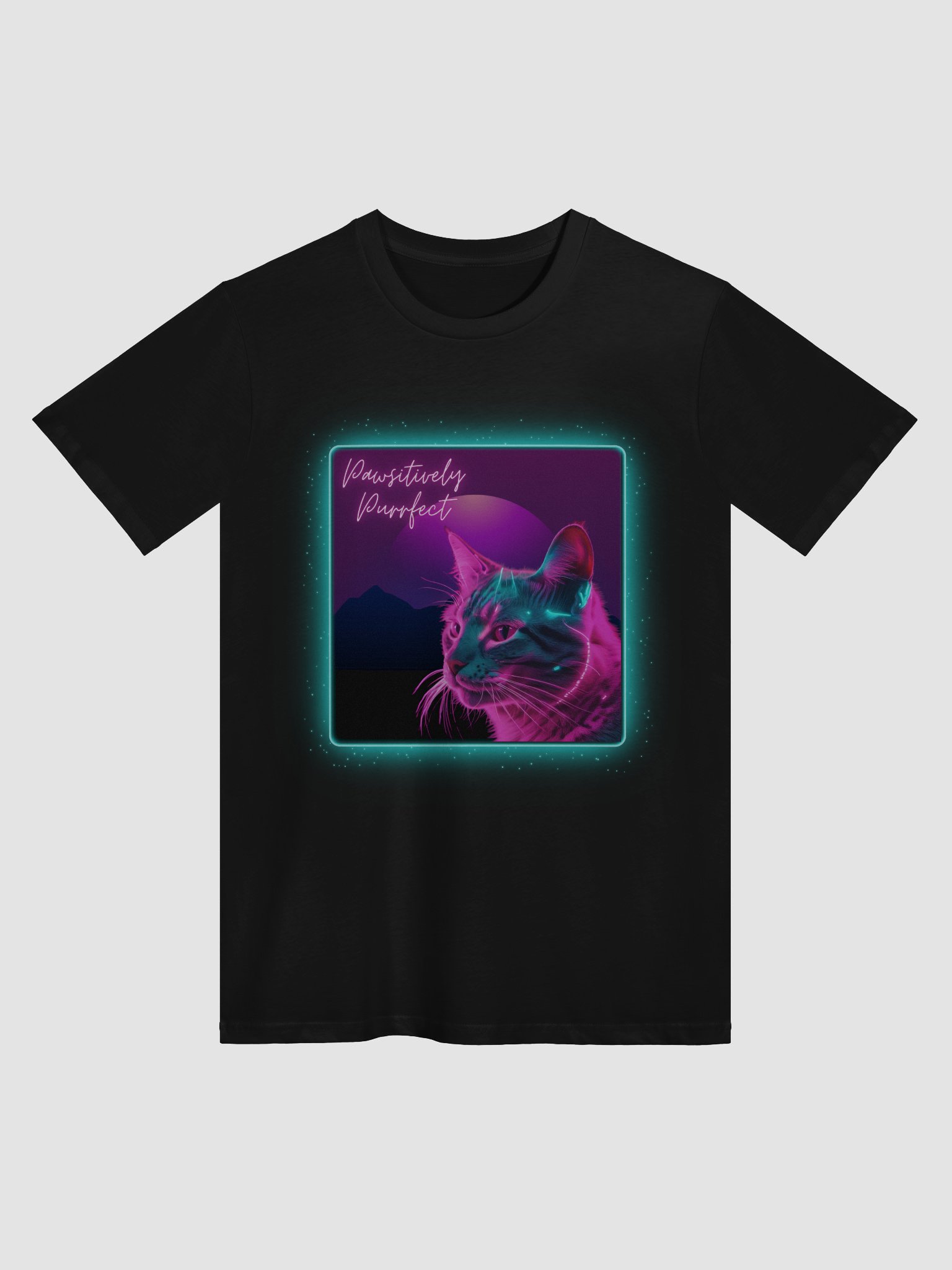 Pawsitively Purrfect Neon Cat Tee product image (1)