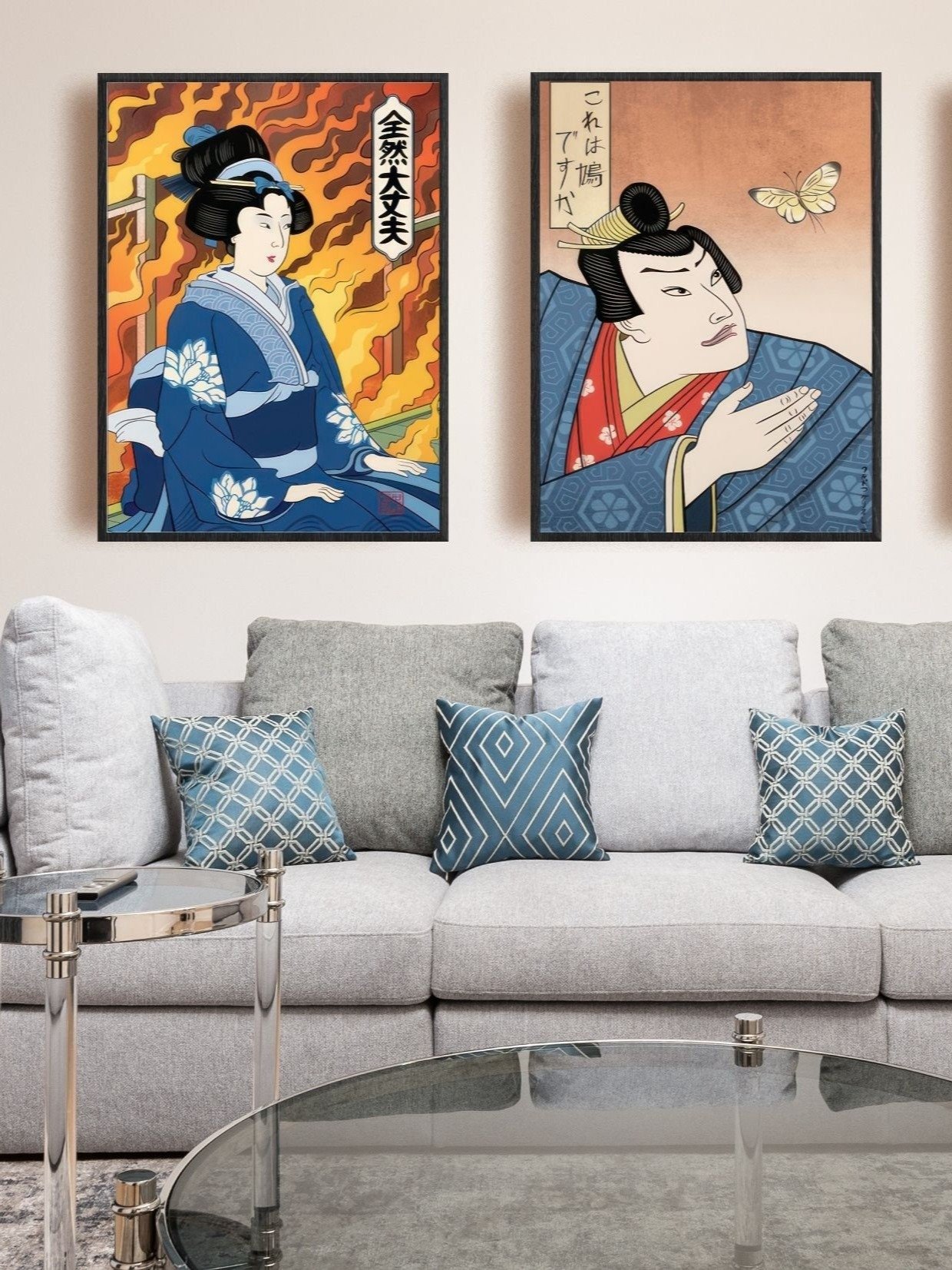 Geysha Samurai Wall Art Japanese Print Art Set of 3 product image (2)