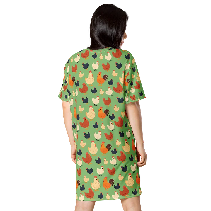 Cute chickns on green T-shirt dress product image (2)