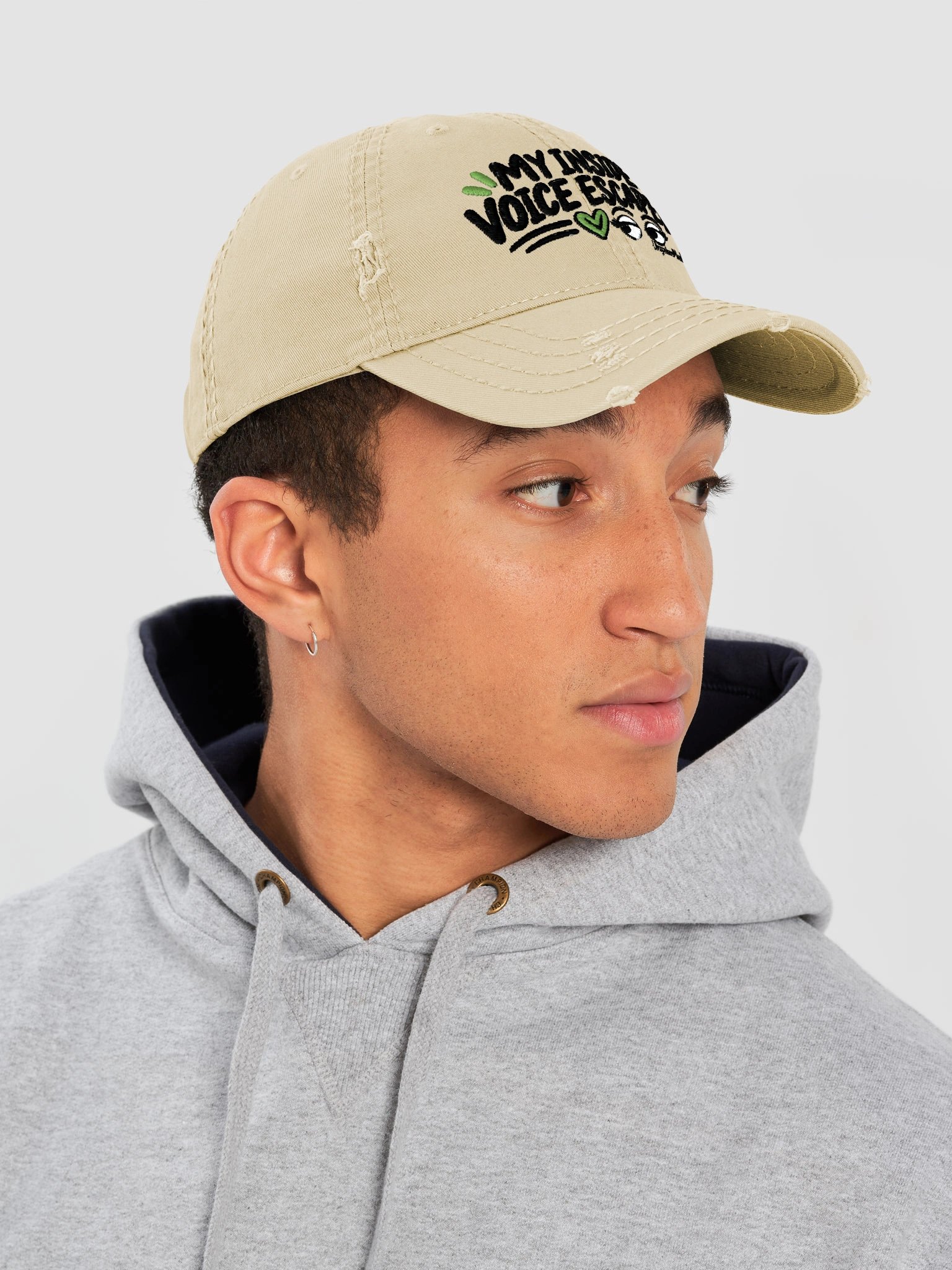 My Inside Voice Escaped Embroidered Dad Hat – Tan Adjustable Funny Overthinker Cap | UnspokenMinds product image (7)