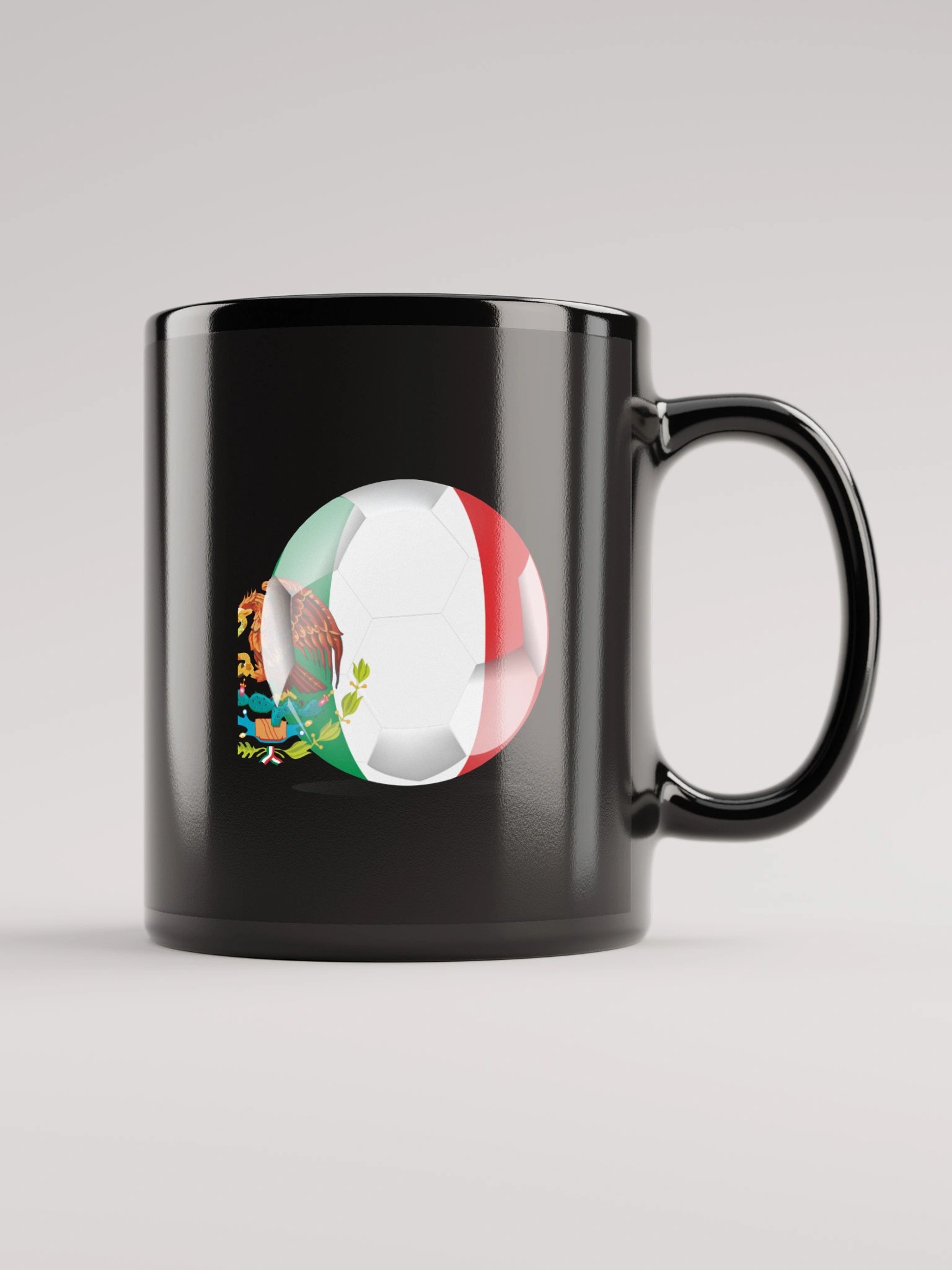 Mexico Flag Soccer Ball Black Coffee Mug (Double Sided Print) product image (5)