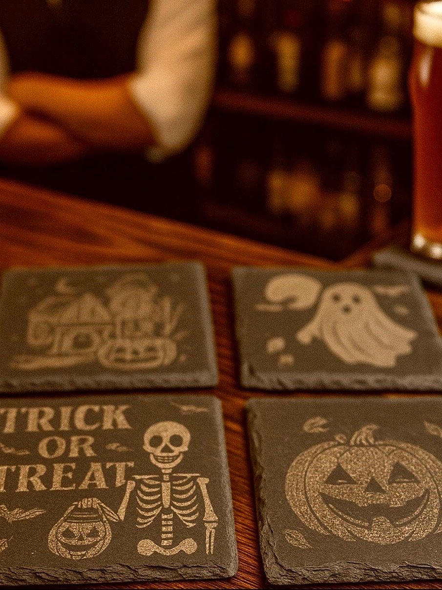 Halloween Engraved Slate Coaster Set - Spooky Fall Decor product image (4)