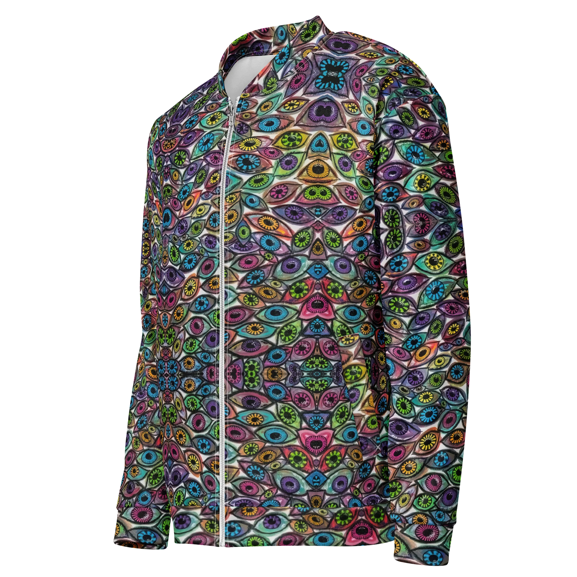 Colorful Psychedelic Eyes Bomber Jacket | Eye See You Too product image (3)